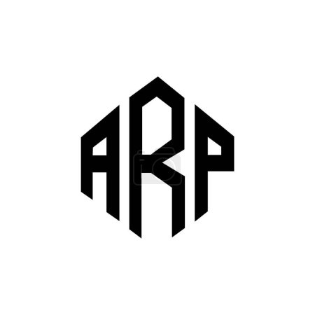 Illustration for ARP letter logo design with polygon shape. ARP polygon and cube shape logo design. ARP hexagon vector logo template white and black colors. ARP monogram, business and real estate logo. - Royalty Free Image