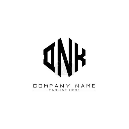 Illustration for DNK letter logo design with polygon shape. DNK polygon and cube shape logo design. DNK hexagon vector logo template white and black colors. DNK monogram, business and real estate logo. - Royalty Free Image