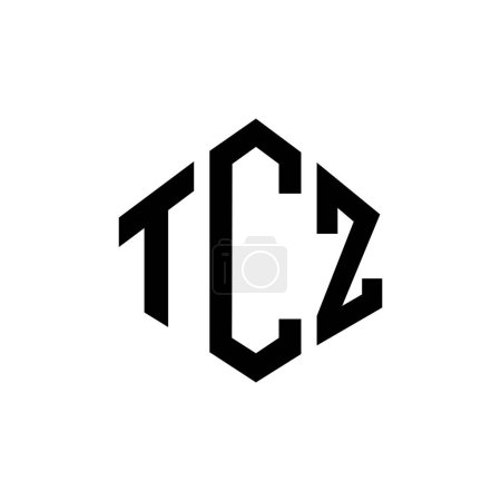 Illustration for TCZ letter logo design with polygon shape. TCZ polygon and cube shape logo design. TCZ hexagon vector logo template white and black colors. TCZ monogram, business and real estate logo. - Royalty Free Image
