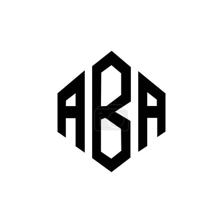 Illustration for ABA letter logo design with polygon shape. ABA polygon and cube shape logo design. ABA hexagon vector logo template white and black colors. ABA monogram, business and real estate logo. - Royalty Free Image