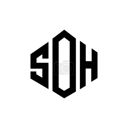 Illustration for SOH letter logo design with polygon shape. SOH polygon and cube shape logo design. SOH hexagon vector logo template white and black colors. SOH monogram, business and real estate logo. - Royalty Free Image