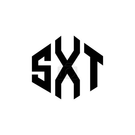 Téléchargez les illustrations : SXT lettre logo design avec forme de polygone. SXT polygone et forme de cube logo design. Modèle de logo vectoriel SXT hexagone blanc et noir. Monogramme SXT, logo commercial et immobilier. - en licence libre de droit
