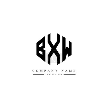 Illustration for BXW letter logo design with polygon shape. BXW polygon and cube shape logo design. BXW hexagon vector logo template white and black colors. BXW monogram, business and real estate logo. - Royalty Free Image