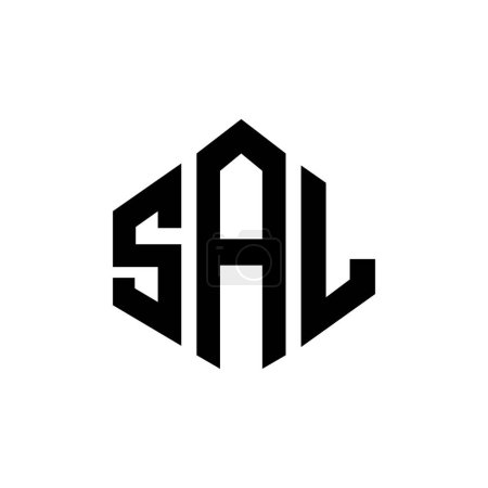 Illustration for SAL letter logo design with polygon shape. SAL polygon and cube shape logo design. SAL hexagon vector logo template white and black colors. SAL monogram, business and real estate logo. - Royalty Free Image