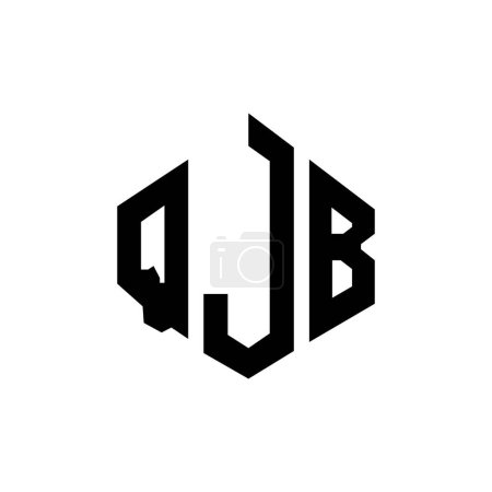 Ilustración de QJB letter logo design with polygon shape. QJB polygon and cube shape logo design. QJB hexagon vector logo template white and black colors. QJB monogram, business and real estate logo. - Imagen libre de derechos