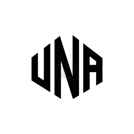 Ilustración de UNA letter logo design with polygon shape. UNA polygon and cube shape logo design. UNA hexagon vector logo template white and black colors. UNA monogram, business and real estate logo. - Imagen libre de derechos