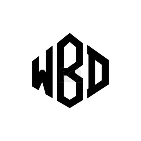 Illustration for WBD letter logo design with polygon shape. WBD polygon and cube shape logo design. WBD hexagon vector logo template white and black colors. WBD monogram, business and real estate logo. - Royalty Free Image