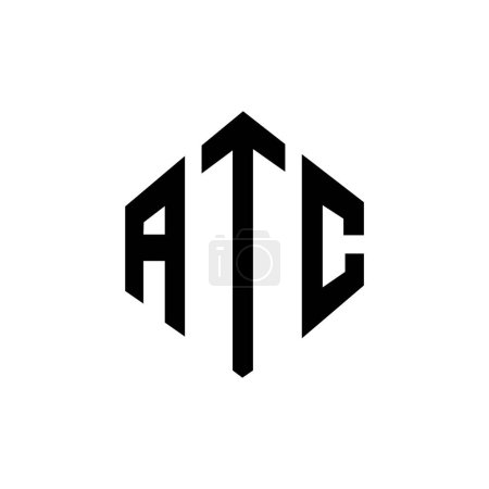 Téléchargez les illustrations : ATC lettre logo design avec forme de polygone. ATC polygone et forme de cube logo design. Modèle de logo vectoriel ATC hexagone couleurs blanches et noires. Monogramme ATC, logo commercial et immobilier. - en licence libre de droit