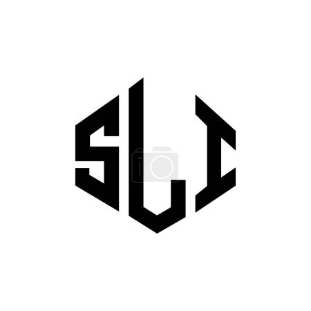Ilustración de SLI letter logo design with polygon shape. SLI polygon and cube shape logo design. SLI hexagon vector logo template white and black colors. SLI monogram, business and real estate logo. - Imagen libre de derechos