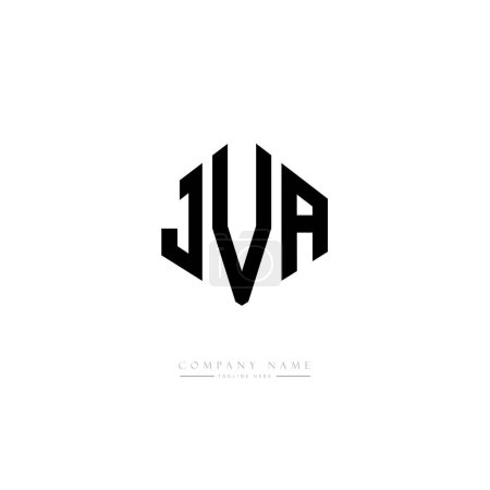 Ilustración de JVA letter logo design with polygon shape. JVA polygon and cube shape logo design. JVA hexagon vector logo template white and black colors. JVA monogram, business and real estate logo. - Imagen libre de derechos
