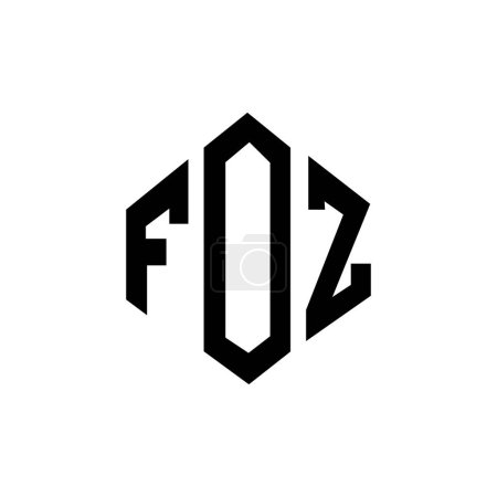 Illustration for FOZ letter logo design with polygon shape. FOZ polygon and cube shape logo design. FOZ hexagon vector logo template white and black colors. FOZ monogram, business and real estate logo. - Royalty Free Image