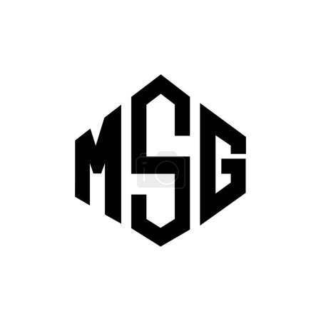 Téléchargez les illustrations : Design de logo de lettre MSG avec la forme de polygone. Modèle de logo MSG polygone et cube. Modèle de logo vectoriel MSG hexagone couleurs blanches et noires. Monogramme MSG, logo commercial et immobilier. - en licence libre de droit