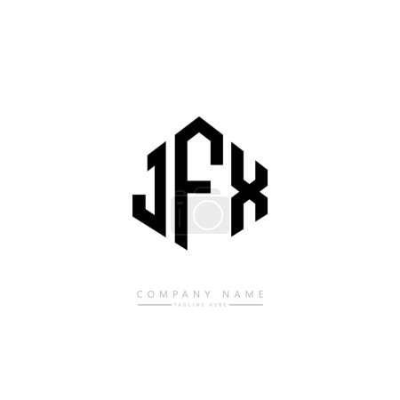 Illustration for JFX letter logo design with polygon shape. JFX polygon and cube shape logo design. JFX hexagon vector logo template white and black colors. JFX monogram, business and real estate logo. - Royalty Free Image