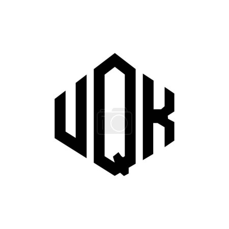 Ilustración de Diseño del logotipo de la letra UQK con forma de polígono. Diseño de logotipo en forma de polígono y cubo UQK. Plantilla de logotipo de vector hexágono UQK colores blanco y negro. Monograma de UQK, logotipo de negocios y bienes raíces. - Imagen libre de derechos