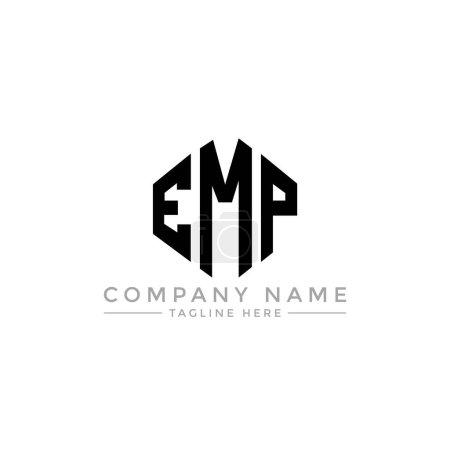 Illustration for EMP letter logo design with polygon shape. EMP polygon and cube shape logo design. EMP hexagon vector logo template white and black colors. EMP monogram, business and real estate logo. - Royalty Free Image