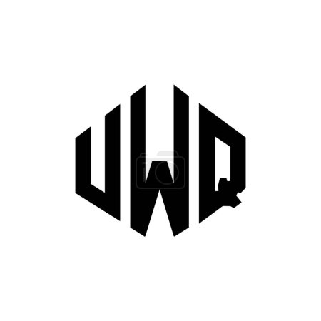 Téléchargez les illustrations : UWQ lettre logo design avec forme de polygone. Conception de logo en forme de polygone et cube UWQ. Modèle de logo vectoriel UWQ hexagone blanc et noir. Monogramme UWQ, logo commercial et immobilier. - en licence libre de droit