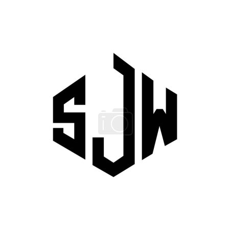 Illustration for SJW letter logo design with polygon shape. SJW polygon and cube shape logo design. SJW hexagon vector logo template white and black colors. SJW monogram, business and real estate logo. - Royalty Free Image