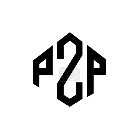 Ilustración de Diseño del logotipo de la letra PZP con forma de polígono. Diseño del logotipo en forma de polígono y cubo PZP. Plantilla de logotipo de vector hexágono PZP colores blanco y negro. Monograma PZP, logotipo de negocios e inmuebles. - Imagen libre de derechos