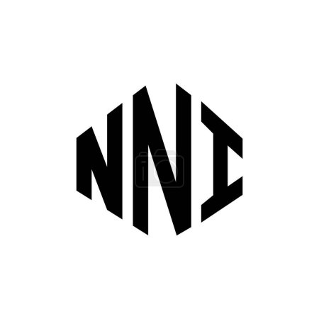 Illustration for NNI letter logo design with polygon shape. NNI polygon and cube shape logo design. NNI hexagon vector logo template white and black colors. NNI monogram, business and real estate logo. - Royalty Free Image