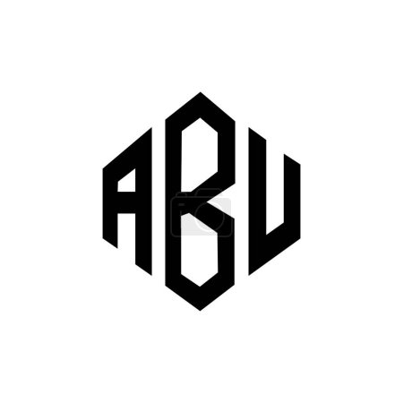 Ilustración de Diseño del logotipo de la letra ABU con forma de polígono. Diseño del logo en forma de polígono y cubo de ABU. Plantilla de logotipo de vector hexágono ABU colores blanco y negro. Monograma ABU, logotipo de negocios e inmuebles. - Imagen libre de derechos