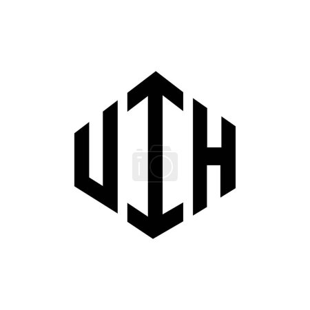 Illustration for UIH letter logo design with polygon shape. UIH polygon and cube shape logo design. UIH hexagon vector logo template white and black colors. UIH monogram, business and real estate logo. - Royalty Free Image