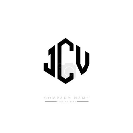 Téléchargez les illustrations : JCV lettre logo design avec forme de polygone. JCV polygone et forme de cube logo design. Modèle de logo vectoriel hexagonal JCV blanc et noir. Monogramme JCV, logo commercial et immobilier. - en licence libre de droit
