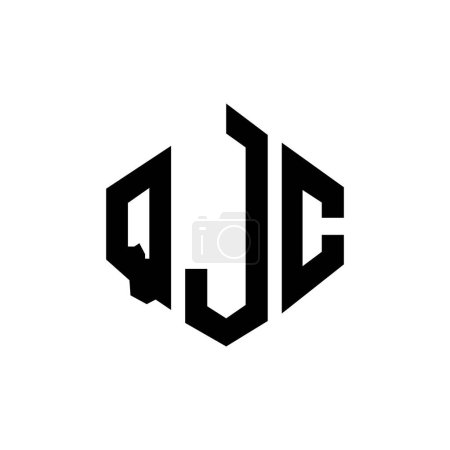 Illustration for QJC letter logo design with polygon shape. QJC polygon and cube shape logo design. QJC hexagon vector logo template white and black colors. QJC monogram, business and real estate logo. - Royalty Free Image