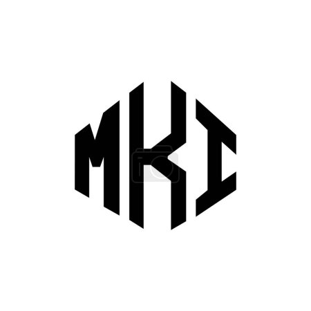 Téléchargez les illustrations : MKI lettre logo design avec forme de polygone. MKI polygone et forme de cube logo design. Modèle de logo vectoriel MKI hexagone blanc et noir. Monogramme MKI, logo commercial et immobilier. - en licence libre de droit