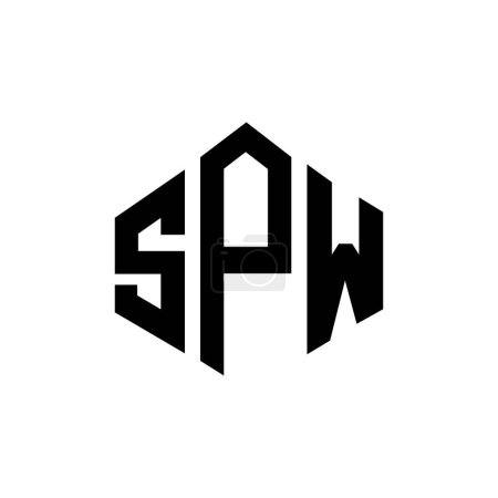 Ilustración de SPW letter logo design with polygon shape. SPW polygon and cube shape logo design. SPW hexagon vector logo template white and black colors. SPW monogram, business and real estate logo. - Imagen libre de derechos