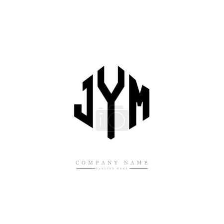 Illustration for JYM letter logo design with polygon shape. JYM polygon and cube shape logo design. JYM hexagon vector logo template white and black colors. JYM monogram, business and real estate logo. - Royalty Free Image