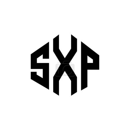 Ilustración de SXP letter logo design with polygon shape. SXP polygon and cube shape logo design. SXP hexagon vector logo template white and black colors. SXP monogram, business and real estate logo. - Imagen libre de derechos