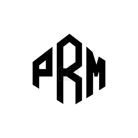 Illustration for PRM letter logo design with polygon shape. PRM polygon and cube shape logo design. PRM hexagon vector logo template white and black colors. PRM monogram, business and real estate logo. - Royalty Free Image