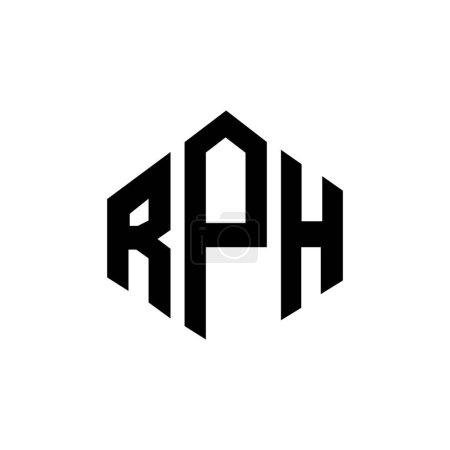 Illustration for RPH letter logo design with polygon shape. RPH polygon and cube shape logo design. RPH hexagon vector logo template white and black colors. RPH monogram, business and real estate logo. - Royalty Free Image