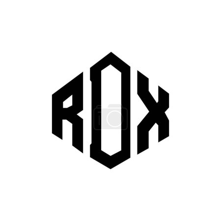 Illustration for RDX letter logo design with polygon shape. RDX polygon and cube shape logo design. RDX hexagon vector logo template white and black colors. RDX monogram, business and real estate logo. - Royalty Free Image