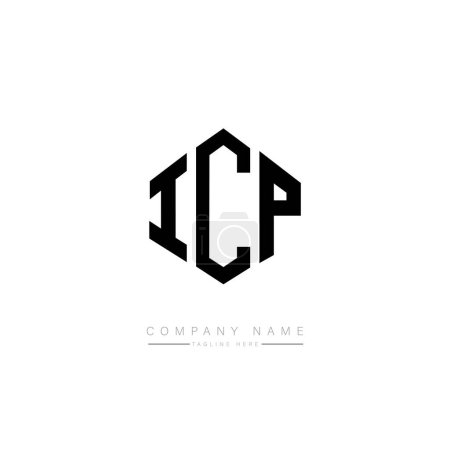 Illustration for ICP  letters logo design with polygon shape.  vector logo template white and black colors. monogram, business and real estate logo. - Royalty Free Image