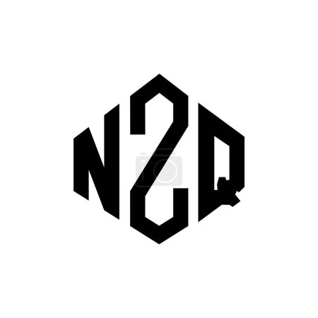 Ilustración de NZQ letter logo design with polygon shape. NZQ polygon and cube shape logo design. NZQ hexagon vector logo template white and black colors. NZQ monogram, business and real estate logo. - Imagen libre de derechos