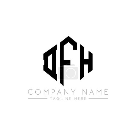 Illustration for DFH letter logo design with polygon shape. DFH polygon and cube shape logo design. DFH hexagon vector logo template white and black colors. DFH monogram, business and real estate logo. - Royalty Free Image