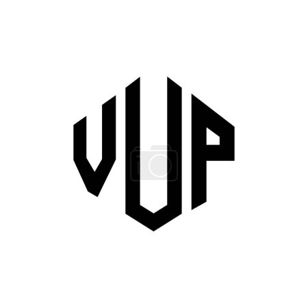 Illustration for VUP letter logo design with polygon shape. VUP polygon and cube shape logo design. VUP hexagon vector logo template white and black colors. VUP monogram, business and real estate logo. - Royalty Free Image