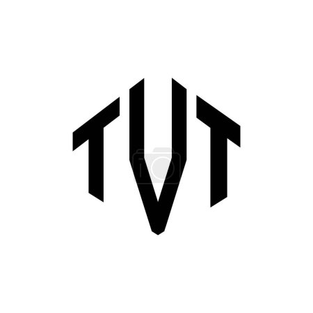 Illustration for TVT letter logo design with polygon shape. TVT polygon and cube shape logo design. TVT hexagon vector logo template white and black colors. TVT monogram, business and real estate logo. - Royalty Free Image