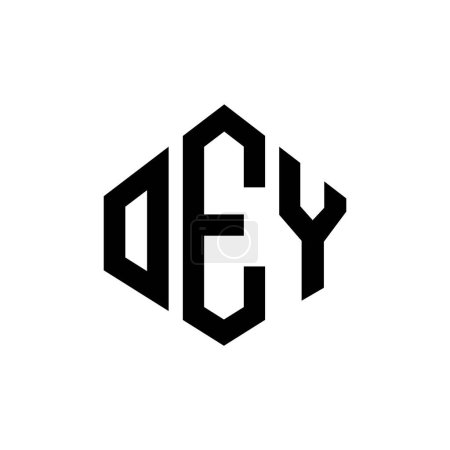 Ilustración de OEY letter logo design with polygon shape. OEY polygon and cube shape logo design. OEY hexagon vector logo template white and black colors. OEY monogram, business and real estate logo. - Imagen libre de derechos