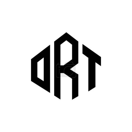 Illustration for ORT letter logo design with polygon shape. ORT polygon and cube shape logo design. ORT hexagon vector logo template white and black colors. ORT monogram, business and real estate logo. - Royalty Free Image