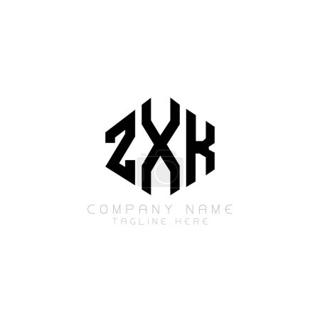 Illustration for ZXK letter logo design with polygon shape. ZXK polygon and cube shape logo design. ZXK hexagon vector logo template white and black colors. ZXK monogram, business and real estate logo. - Royalty Free Image