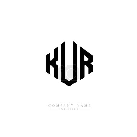 Illustration for KUR  letters logo design with polygon shape.  vector logo template white and black colors. monogram, business and real estate logo. - Royalty Free Image
