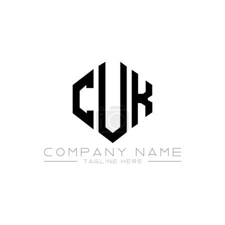 Illustration for CUK letter logo design with polygon shape. CUK polygon and cube shape logo design. CUK hexagon vector logo template white and black colors. CUK monogram, business and real estate logo. - Royalty Free Image