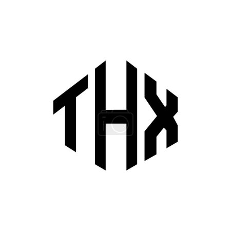 Illustration for THX letter logo design with polygon shape. THX polygon and cube shape logo design. THX hexagon vector logo template white and black colors. THX monogram, business and real estate logo. - Royalty Free Image