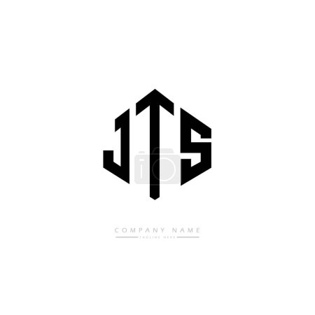 Illustration for JTS letter logo design with polygon shape. JTS polygon and cube shape logo design. JTS hexagon vector logo template white and black colors. JTS monogram, business and real estate logo. - Royalty Free Image