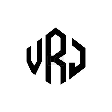 Illustration for VRJ letter logo design with polygon shape. VRJ polygon and cube shape logo design. VRJ hexagon vector logo template white and black colors. VRJ monogram, business and real estate logo. - Royalty Free Image