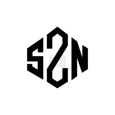 Illustration for SZN letter logo design with polygon shape. SZN polygon and cube shape logo design. SZN hexagon vector logo template white and black colors. SZN monogram, business and real estate logo. - Royalty Free Image