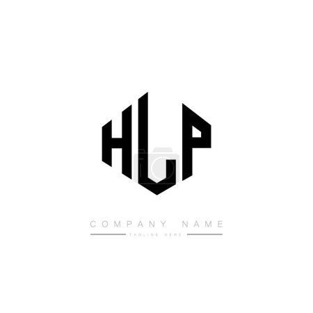 Ilustración de Diseño del logotipo de la letra HLP con forma de polígono. Diseño del logotipo en forma de polígono y cubo de HLP. Plantilla de logotipo de hexágono HLP colores blanco y negro. Monograma de HLP, logotipo de negocios e inmuebles. - Imagen libre de derechos