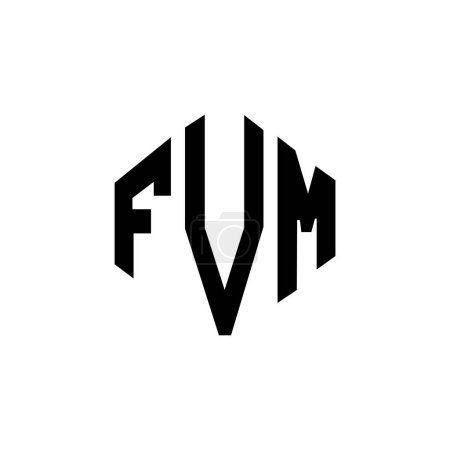 Illustration for FVM letter logo design with polygon shape. FVM polygon and cube shape logo design. FVM hexagon vector logo template white and black colors. FVM monogram, business and real estate logo. - Royalty Free Image